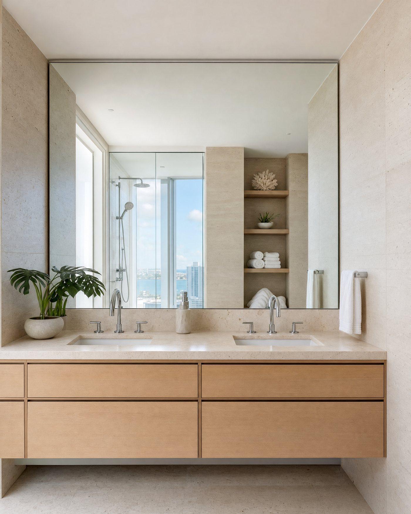 A streak-free bathroom mirror